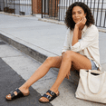 thumbnail image 6 of Northblanc Women's Comfort Flat Sandals Summer Cork Footbed Slides with Double Adjustable Buckle, 6 of 9