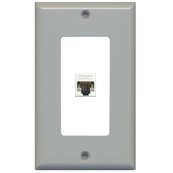 RiteAV Decorative 1 Gang 1 Port Cat5e Wall Plate - Gray/White
