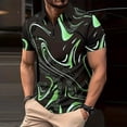 thumbnail image 2 of FUZHIQ Men's Polo Shirts Short Sleeve Gradient Print Rhinestone Detail Casual Golf Polo Breathable Quick Dry Party Daily Wear Fashion Collared Shirt,XXXL, 2 of 5
