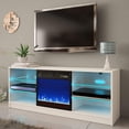 thumbnail image 5 of Manhattan Fireplace TV Stand for TVs up to 65", Modern High Gloss 58" Entertainment Center, Electric Fireplace TV Media Console with Storage Cabinets and LED Lights, 5 of 12