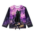 thumbnail image 4 of Xoenoiee Cat Pumpkin Spider Web Print Tie Knot Front Shirt for Girls Halloween Long Sleeve Crop Tops Loose Round Neck Blouse Fall Outfits for Kids Teens, 5-6 Year, 4 of 7