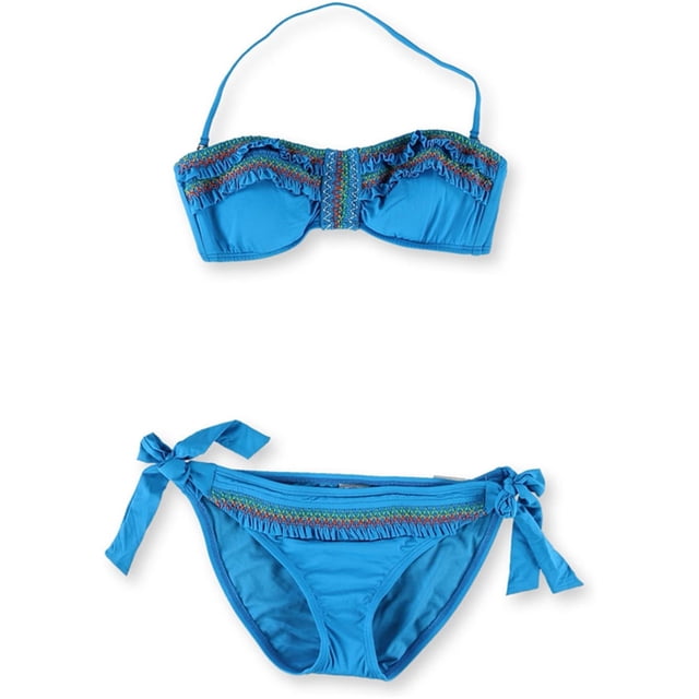 Lucky Brand Fiesta Hipster Bandeau de 2 piezas para mujer, azul, pequeño