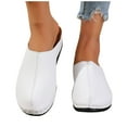 thumbnail image 5 of HomeDM Women's Sandals Slip On Closed Toe PU Leather Comfortable Arch Support Wedge Sandals, White Size 7.5, 5 of 8
