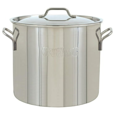 DyGTyX 1430 30-qt Stainless Stockpot Features Heavy Duty Welded Handles for Secure Handling Domed Lid Perfect For Large Batch Cooking of Soups Stews Chili and Gumbo