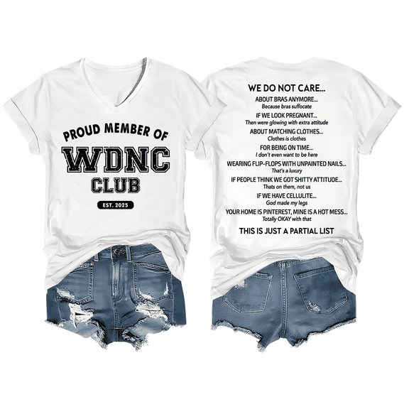 WDNC Club T Shirts, We Do Not Care Club Shirt, Funny WDNC Print Tshirt Short Sleeve