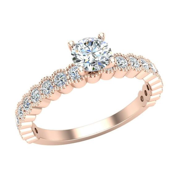18K Rose Gold Luscious Design Round Brilliant Diamond Ring 0.90 CT TW (G,VS1)