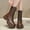 Brown, variant on Women's Lace Up Ankle Boots Leather Riding Combat Boots Lug Sole Mid Calf Boot White 7.5(40)