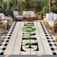 thumbnail image 2 of Rustic Home Outdoor Rug for Patio/Deck/Porch, Non-Slip Large Area Rug 5 x 8 Ft, Eucalyptus Leaves Floral Wooden Buffalo Plaid Indoor Outdoor Rugs Washable Area Rugs, Camping Rug Carpet Runner, 2 of 8