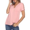 thumbnail image 2 of White Mark Women's Keyhole Neck Short Crisscross Sleeve Top, 2 of 5