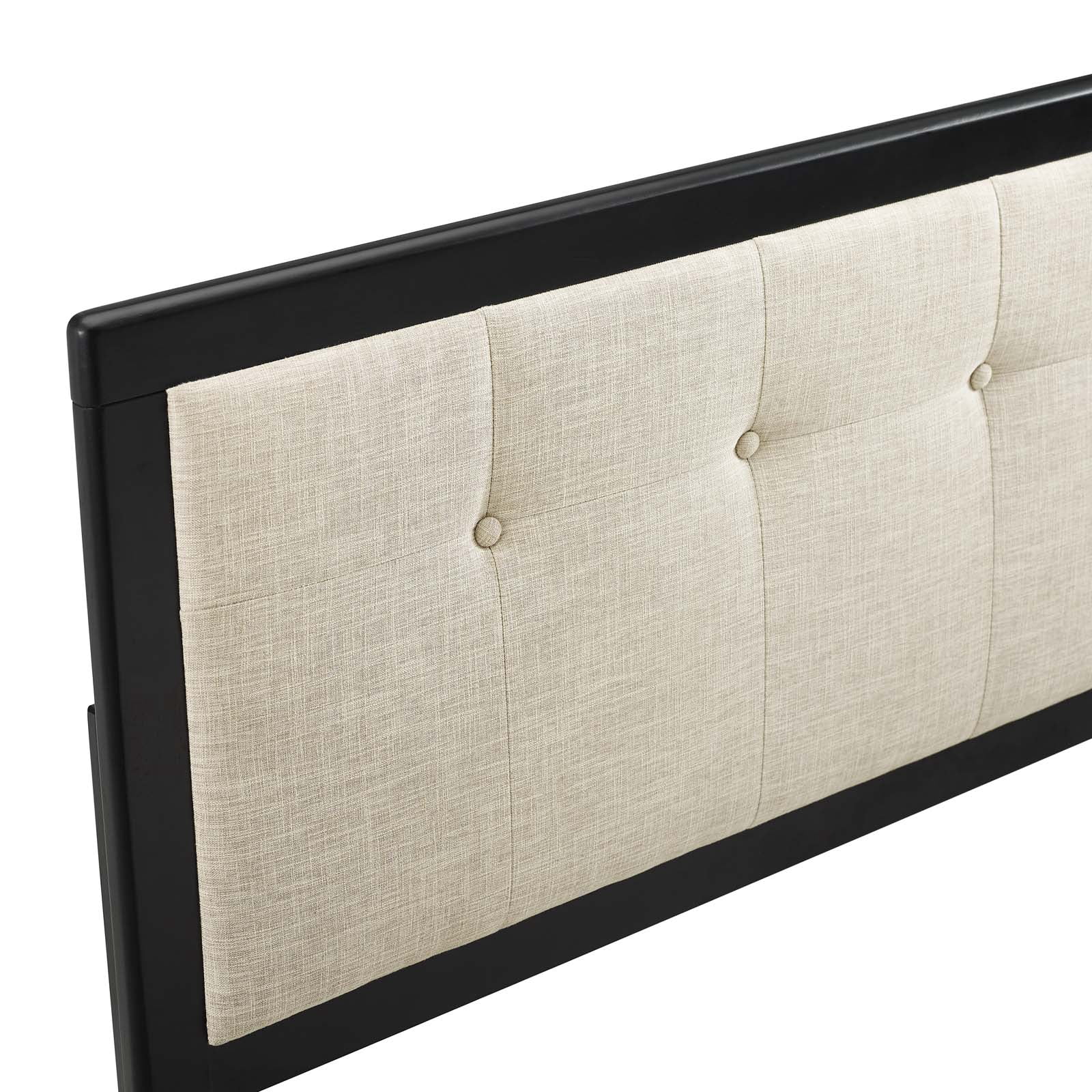 Modway Draper Tufted Queen Fabric and Wood Headboard in Black/Beige