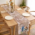 thumbnail image 3 of Birds Floral Table Runner - 120 Inch Long, Kitchen Dining Table Runner Dresser Scarves, Farmhouse Pink Flower Leaf Wood Grain Brown Farmhouse Decor for Coffee Tables Wedding Party Banquet, 3 of 8