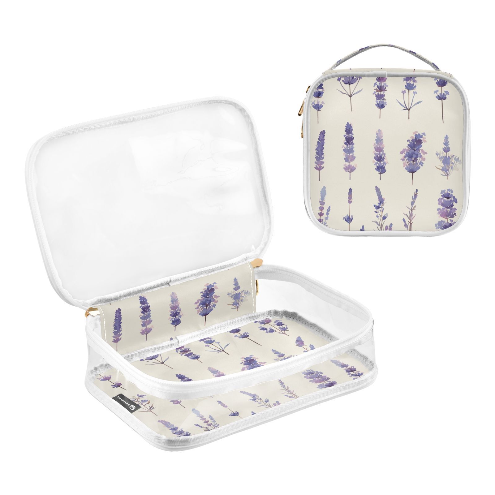 Clear Makeup Bags with Handle Large Opening 2 Pack Set Toiletry Bag Quart Size Bag, for Women Man Traveling Travel Essentials, Toiletries and Other. Lavender
