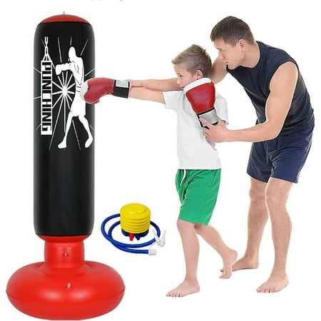 Clearance Inflatable Punching Bag for Kids 63 inch Punching Boxing Bag with Gloves Kids Punching Bags Freestanding Bounce Back Boxing Bag Fitness