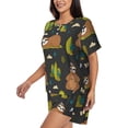 thumbnail image 2 of Bixox Women's Funny Sloths In The Forest Printed Pajama Set 2 Piece Lounge Set Top and Shorts Soft Pajamas, Shorts with Pockets, 2 of 7