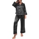 thumbnail image 1 of Conjunto de pijama clásico de seda satinada con botones para mujer: camiseta de manga larga y pantalones para dormir o estar por casa, 1 of 8