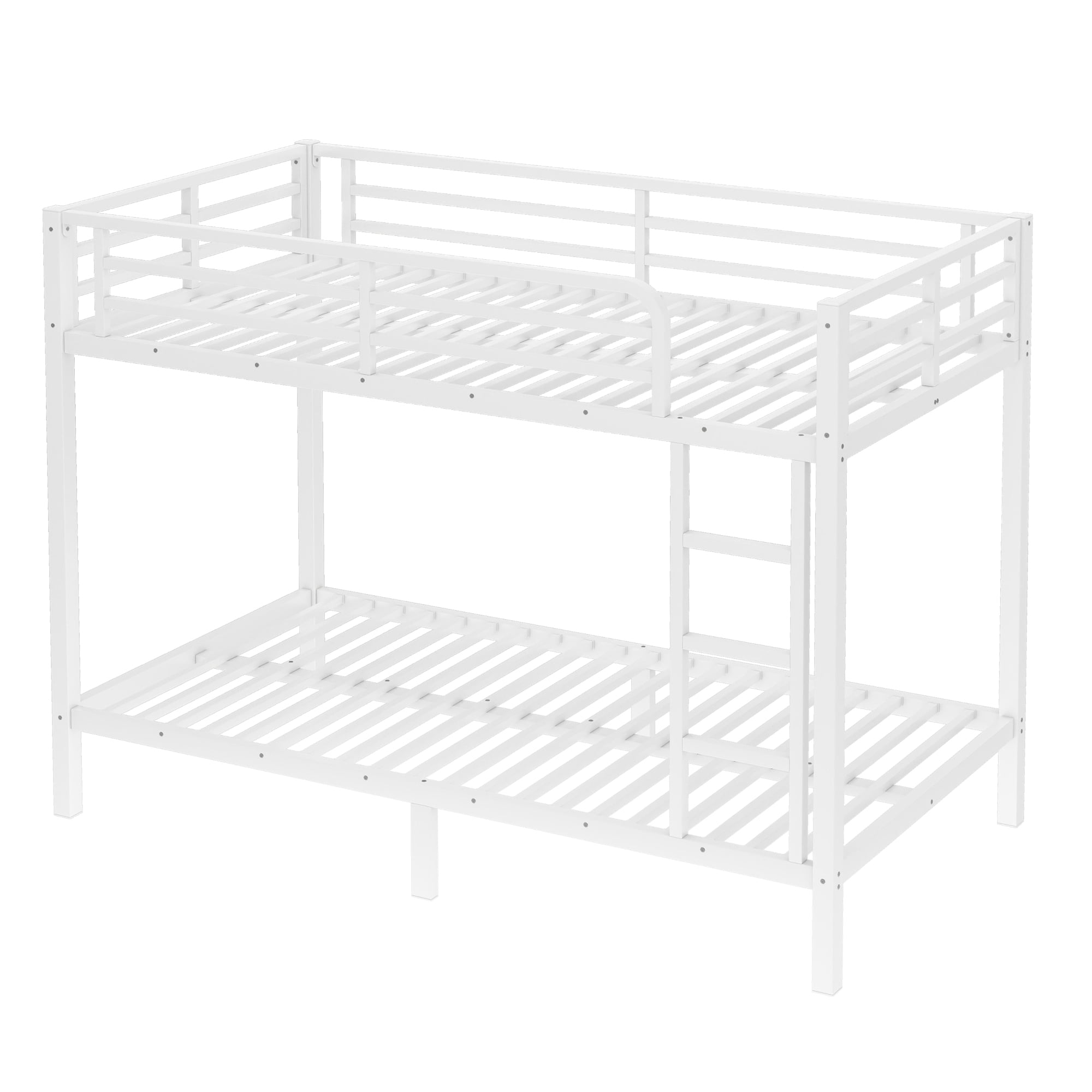 Aukfa Heavy Duty Twin XL over Twin XL Metal Bunk Bed for Kids, Teens and Adults, Space-Saving, White