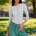 thumbnail image 4 of Ounisa Shirts for Women 3/4 Sleeve Plus Size Tops Loose Crew Neck T Shirts Casual Short Tight Elastic Summer Printed Tops, 4 of 7