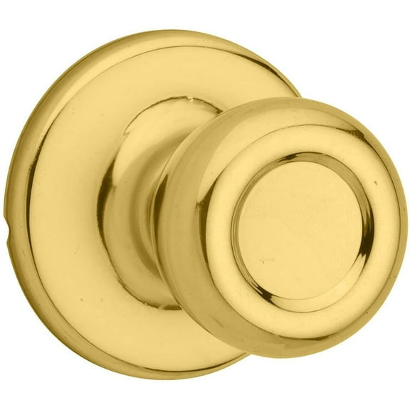 Kwikset Tylo Passage Door Knob Classic Style - Polished Brass - 1 Pack Hall Closet Doorknob