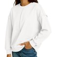 thumbnail image 2 of Oversized Sweatshirt for Women Long Sleeve Drop Shoulder Casual Seams Plain Crewneck Sweatshirts Pullover Tops, 2 of 7