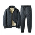 thumbnail image 2 of Men's Winter 2-Piece Sportswear Set, Thickened Solid Color Fleece Warm Jacket and Casual Sport Pants, with Pockets For Cold Weather Outdoor,Dark Gray,XL, 2 of 9