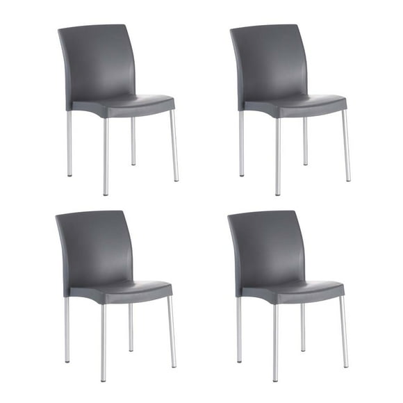 Juego de 4 Sillas Equipamiento en Muebles polipropileno alta resistencia color gris