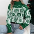 thumbnail image 5 of larppty Women 2025 Fall Casual Turtleneck Long Sleeve Chunky Oversized Ribbed Tunic Sweaters Pullover Knitted Printed Tops (Green, M), 5 of 8