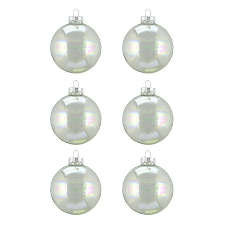 Northlight 6ct Iridescent Glass Ball Christmas Ornament Set 2.5" - Clear