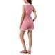 thumbnail image 3 of Mono sin mangas de cuadros Gingham INSPIRE CHIC para mujer con encaje en el dobladillo y cintura fruncida, jumpsuit corto rojo M, 3 of 6