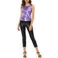 thumbnail image 2 of DARING DIVA Women's Sleeveless U Neck Sparkly Metallic Tank Top XL Purple Tone, 2 of 6
