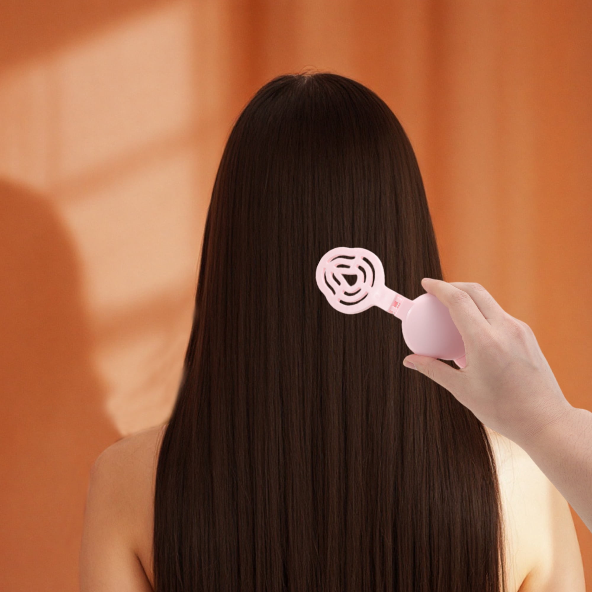 Unique Bargains 1 Pc Rabbit Shape Foldable Mirror Comb for Hair Styling Pink