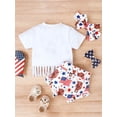 thumbnail image 3 of 4th of July Western Baby Girl Outfit Short Sleeve Crewneck Cow Tassel T-Shirt and Short Sets 2PCS Fourth of July Clothes Set, 3 of 9