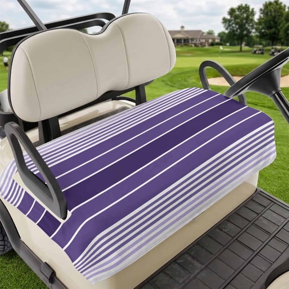 Golf Cart Seat Covers for 2 Seater, Purple Ombre Stripe Soft Microfiber Cart Seat Towel Blanket, Farmhouse Striped Gradient Absorbent Breathable Non Slip Bench Seats Protector for Golf Course 51"x31"