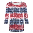 thumbnail image 5 of TSADFHJI T-Shirt à Manches Longues pour Femmes Col en V Mode Féminine Imprimé Jour de L'Indépendance Manches 3/4 T-Shirt Col Rond Décontracté L Rouge, 5 of 5