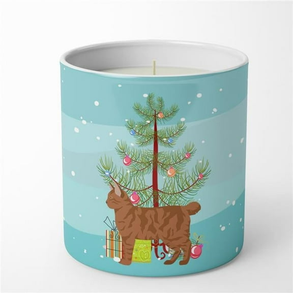 Carolines Treasures CK4551CDL 3.75 x 3.25 in. Unisex American Bobtail No.2 Cat Merry Christmas 10 oz Decorative Soy Candle