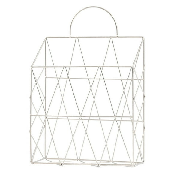 Revistero colgante de pared, organizador de periódicos, libros, archivos, cesta de hierro, estante de almacenamiento, expositor (blanco)
