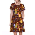thumbnail image 1 of Bixox Robe d'Été à Manches Courtes pour Femmes Robe Ample Longueur Genou avec Poches-Coloré Renard, 1 of 7