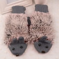 thumbnail image 4 of XZNGL Cartoon Hedgehog Wool Double Layer Thermal Insulation with Finger Weave Gloves, 4 of 7
