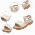 thumbnail image 5 of kpoplk Girls Sandals Cute Open Toe Summer Flat Sandals Dress Sandals for Little Big Kids(Beige,12), 5 of 6