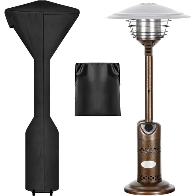 Housses Imperméables pour Chauffage de Patio Extérieur avec Fermeture Éclair et Sac de Rangement, Housse de Chauffage Robuste au Propane Antipoussière, Résistante aux UV et Coupe-Vent pour Chauffage sur Pied, 1 Paquet-95hx34dx19b Pouces Noir
