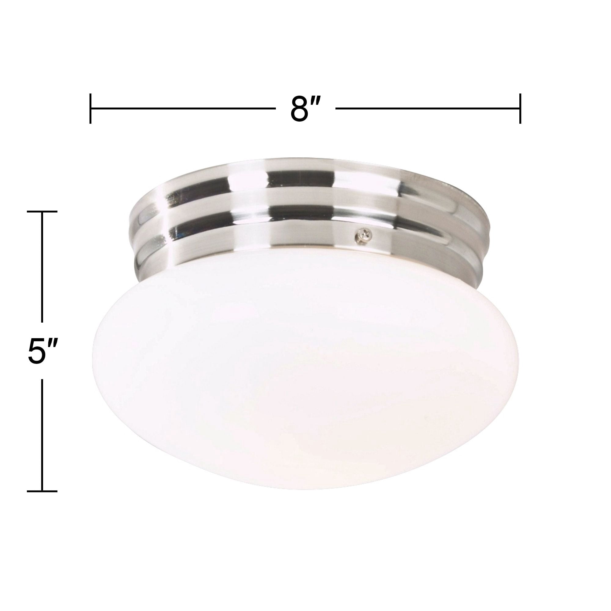 360 Lighting Mushroom Modern Ceiling Light Flush Mount Fixtures Set of 2 8" Brushed Steel Silver Soft White Glass Shade for Bedroom Kitchen