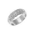 thumbnail image 3 of 14K solid white gold custom made Hawaiian plumeria scroll ring raised letter 6mm size 4.5, 3 of 9