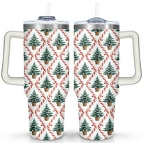 Diamond Christmas Tree 40 Oz Tumbler with Handle Lid and Straw Stainless Steel Double Walled Vacuum Insulated Cup Merry Christmas Gifts Tumbler for Women Men Friends Outdoor Indoor