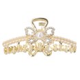 thumbnail image 1 of Pinza para el pelo, aleación, diamantes de imitación, perlas de imitación, exquisita y elegante, regalo de cumpleaños para mujeres y niñas, mariposa curvada + perla sintética, 1 of 8
