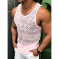 thumbnail image 4 of Men See Through Vest Crewneck Sleeveless Tank Tops Shirts Pink XXXL, 4 of 7