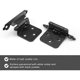 thumbnail image 2 of 8 pieces metal hinges; black door hinges thickness 1.5mm; cabinet door hinges with 40 screws; suitable for solid doors, entrance doors, bedrooms., 2 of 5