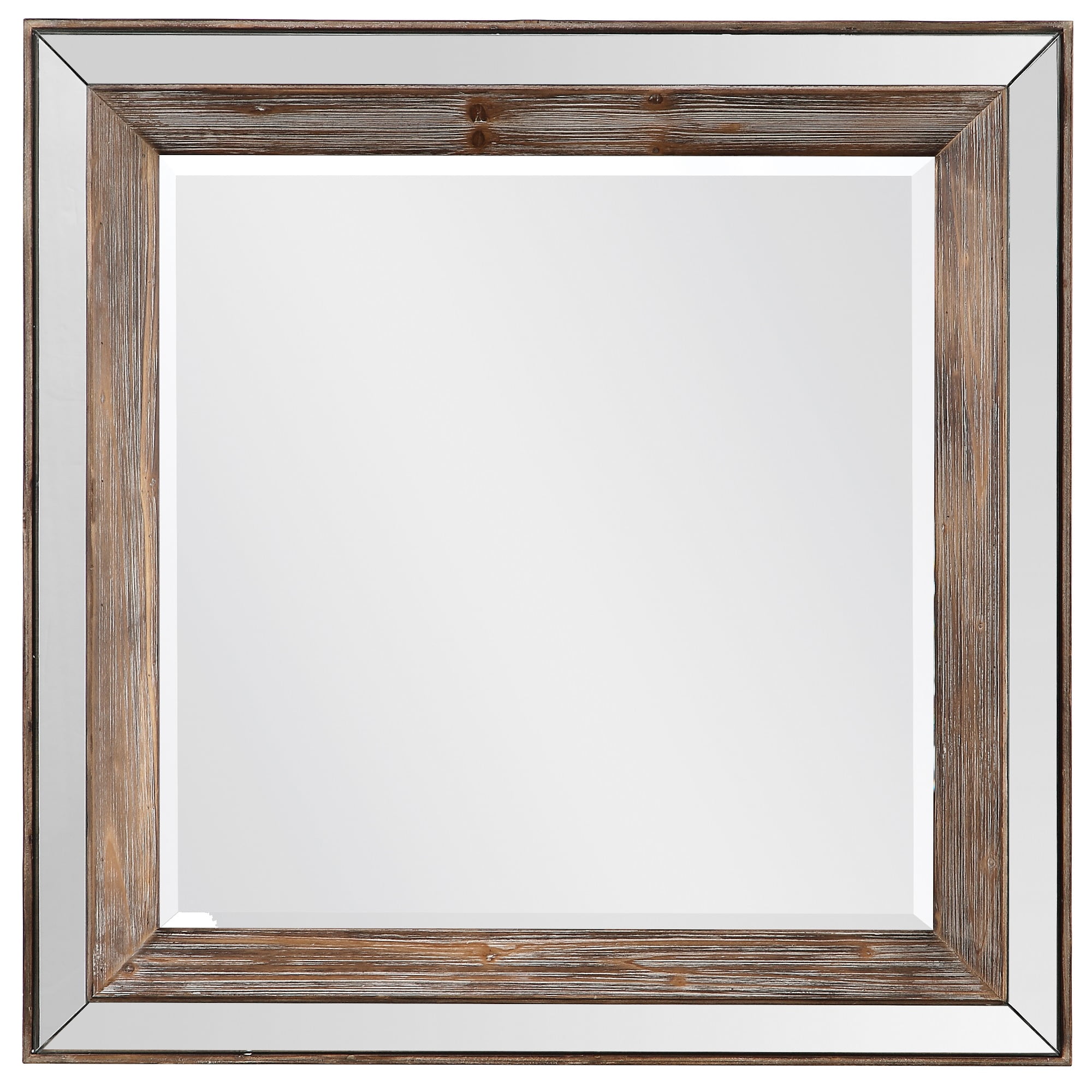36” Farmhouse Square Mirror with a Natural Wood Finish