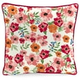 thumbnail image 2 of Jordan Manufacturing 16" x 16" Sweet Home Wreath Cream Novelty and Red Floral Reversible Square Outdoor Throw Pillow with Welt (2 Pack), 2 of 14
