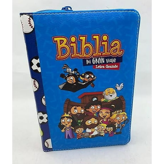 Biblia para Niños Mi Gran Viaje Compacta con Cierre RV1960 imit piel azul/balones Imitation Leather