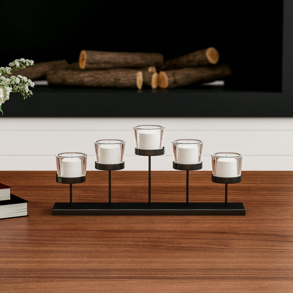 Tiered Votive Candle Holder- Handcrafted Iron and Glass Cup Centerpiece ...