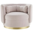 thumbnail image 7 of Armchair Swivel Accent Chair, Pink Gold, Velvet, Modern Contemporary, Living Lounge Cafe Room Hotel Lobby Hospitality, 7 of 7